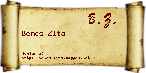 Bencs Zita névjegykártya