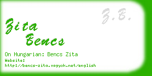 zita bencs business card